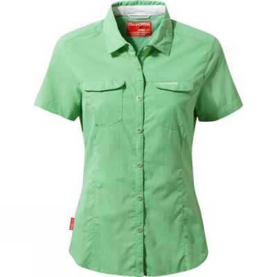 Camisa Craghoppers NosiLife Adventure Manga Corta Mujer Verde - Chile NKQ034976